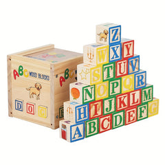 Wooden Alphabet Blocks Educational Toys for Kids - Ideal Christmas Gift
