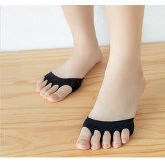 Women's Toe Pad Topper Liner Socks Nylon Sponge Cushion No Show Toeless Half Soc