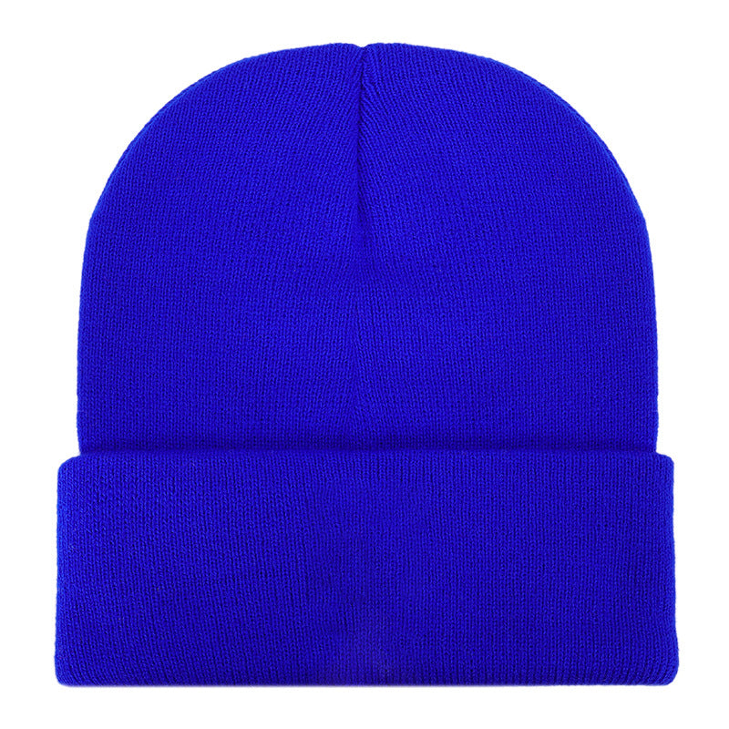 Men's Solid Knitted Hat in Black - Warm Winter Beanie Cap
