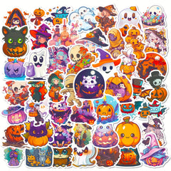 50pcs Spooky Fun Halloween Stickers for Windows Pumpkins & More