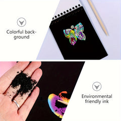Rainbow Scratch Notebooks With Wood Stick Scratch Off Art Paper Set