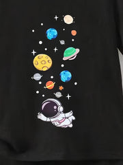 Boy's Astronaut Planet Print 2pcs T shirt & Shorts Set