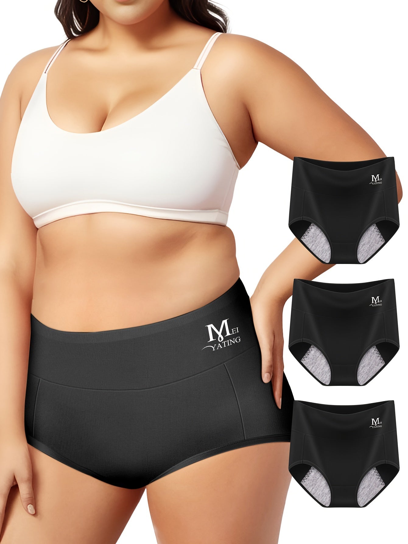 3 Pack Plus Size Period Panties Set Leakproof Women's Underwear
