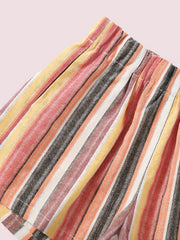 Striped Elastic Waist Shorts for Women