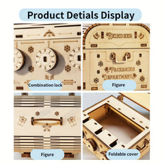 3D Wooden Puzzle DIY Treasure Box Model Building Kits