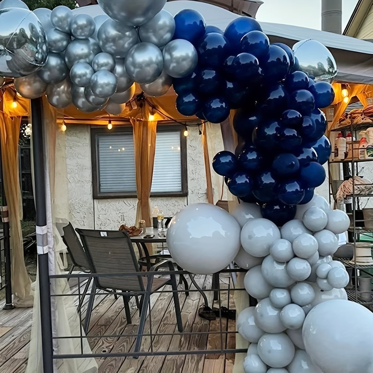 134pcs Navy Ice Dusty Balloon Arch Kit Silver Birthday Graduation Party Decor