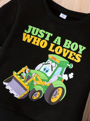Excavator Pattern Kid's Thermal Sweatshirt Long Sleeve Top