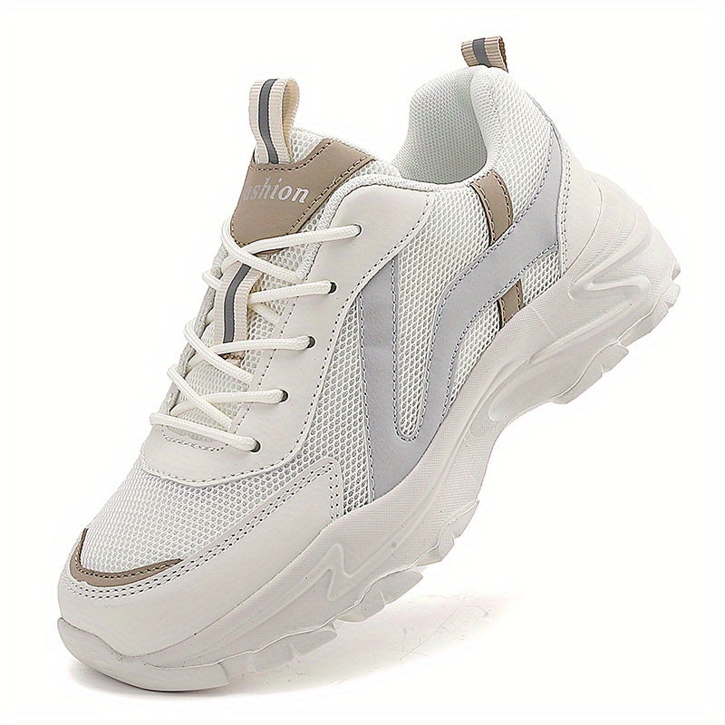 Women's Chunky Lace-Up Mesh Sneakers Thick Sole Platform Dad Shoes
