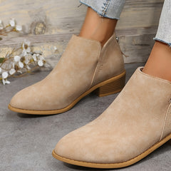 Block Heel Pointed Toe Ankle Boots - Women's Outdoor Footwear