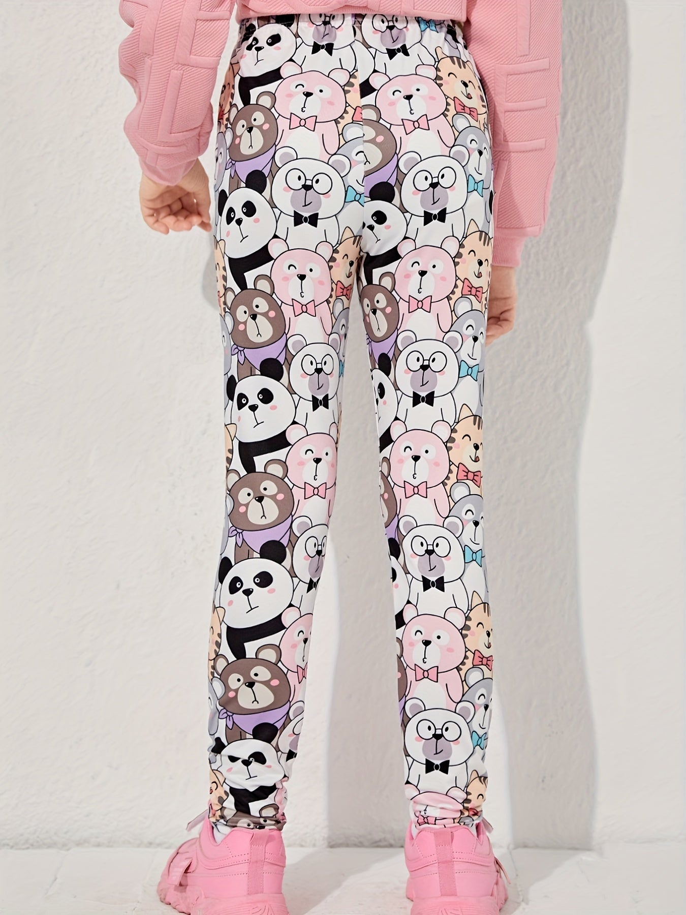 Girl's Cartoon Animal Graphic Leggings Stretch Pants