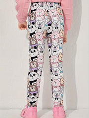 Girl's Cartoon Animal Graphic Leggings Stretch Pants