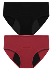 2 Pcs Cotton Period Panties Soft Breathable Absorbant Anti Leak Intimates Briefs