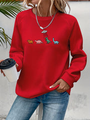 Dino Print Crew Neck Sweatshirt Women's S/F