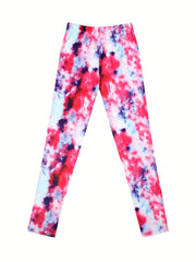 Kid Girls Tie Dye Print Legging Slim Fit Sports Casual Tight Pants