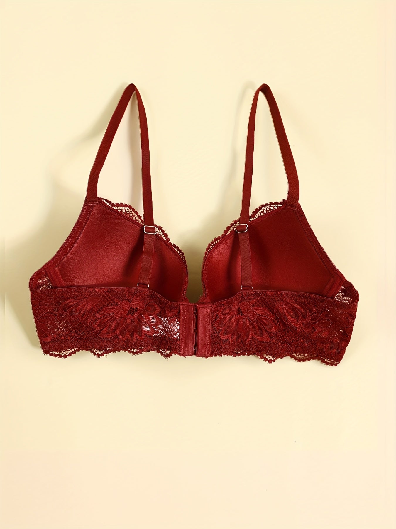 Floral Lace Push Up Bra with Scallop Trim