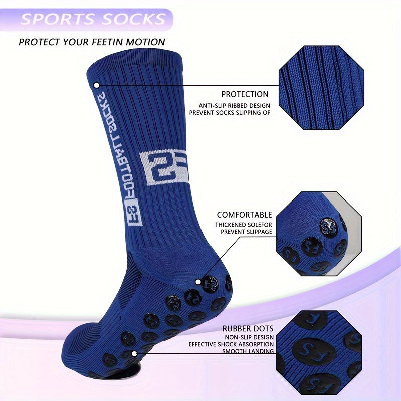4 Pairs Anti Slip Football Socks Crew Athletic Socks