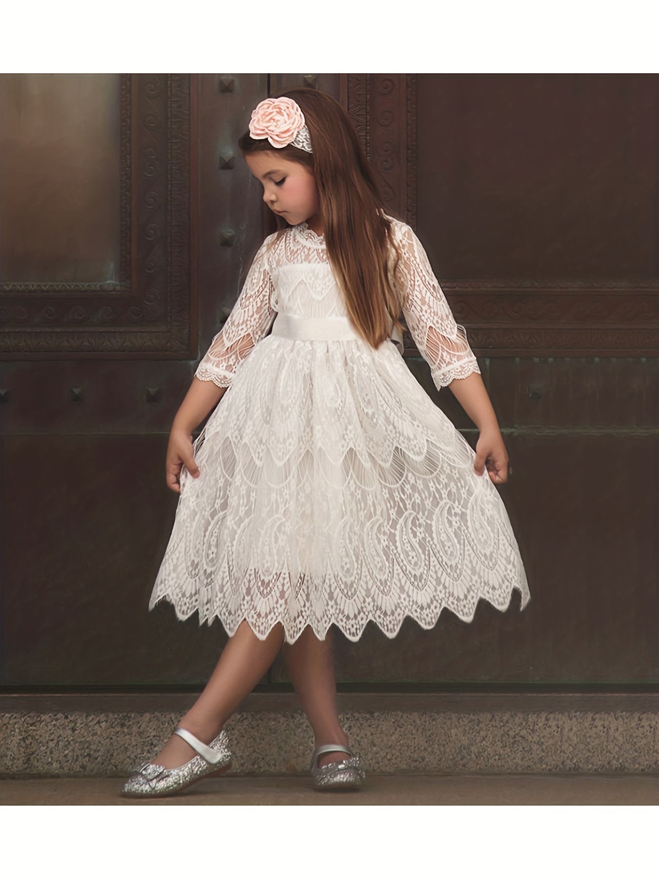 Kid Girls' Lace Dress Embroidery Dance Party Dress