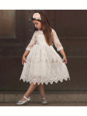 Kid Girls' Lace Dress Embroidery Dance Party Dress
