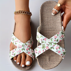 Floral Cross Straps Sandals for Women