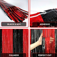 Red Fringe Curtain 243x84x97 cm Backdrop Party Decor
