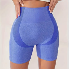 High Waist Yoga Shorts Slim Fit High Stretch Seamless Sports Shorts