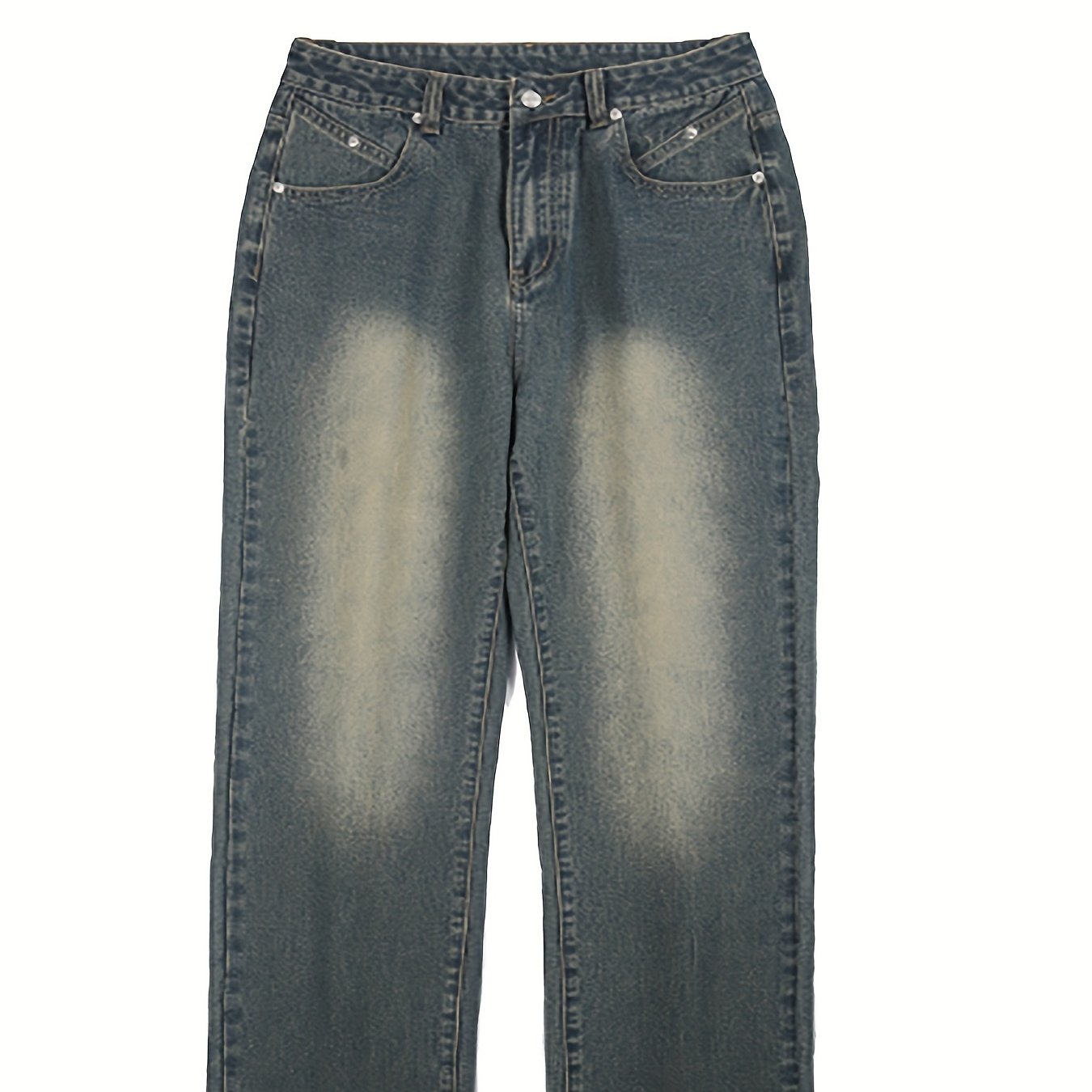 Vintage Distressed Jeans Men's Casual Straight Leg Denim Pants