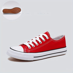 Women's Minimalist Flat Canvas Shoes Solid Lace Up Low Classic Shoes