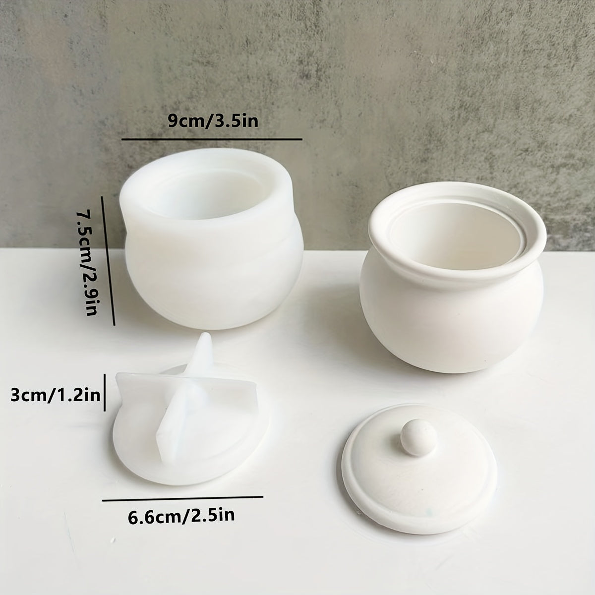 Round Candle Jar Silicone Mold with Lid DIY Home Decoration