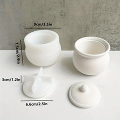Round Candle Jar Silicone Mold with Lid DIY Home Decoration