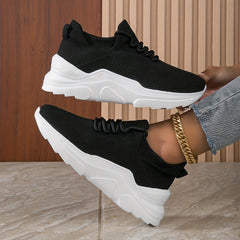 Women's Breathable Woven Sneakers Casual Lace Up Outdoor Shoes