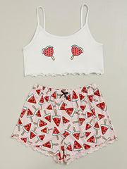 Sleeveless Cami Top & Trim Shorts Pajama Set
