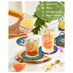 8pcs 5D Christmas Diamond Art Coaster Set for Family Decoration