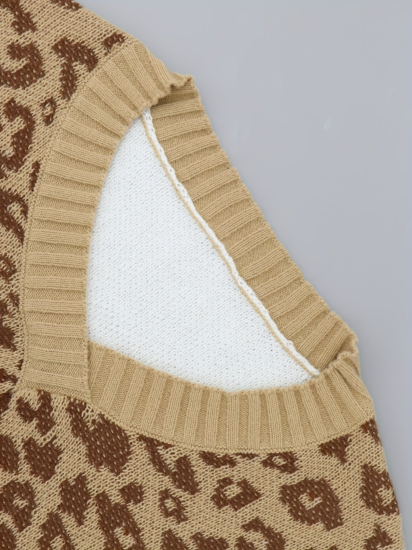Leopard Print V Neck Sweater