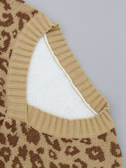 Leopard Print V Neck Sweater