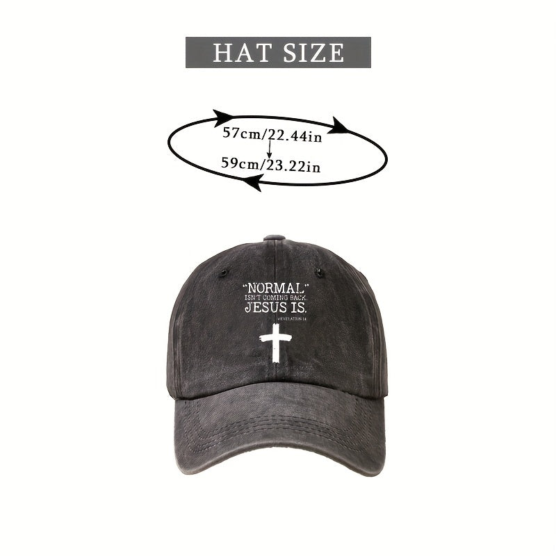 Cross Printed Distressed Baseball Cap Unisex Sun Hat