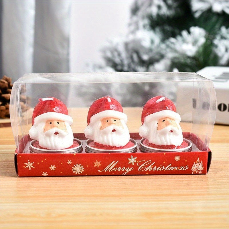 3pcs Christmas Craft Candle Set Paint Decorate Xmas