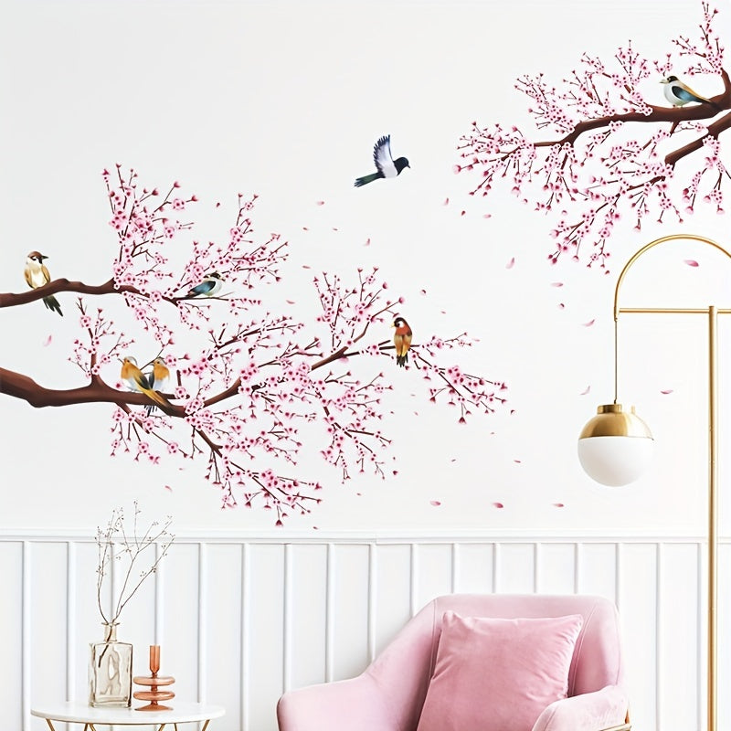 Chinese Plum Wall Stickers Tree Branch Bird Pvc Waterproof Self-Adhesive