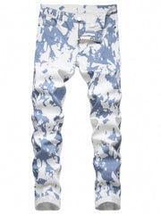 Men's Slim Fit Print Jeans Street Style Denim