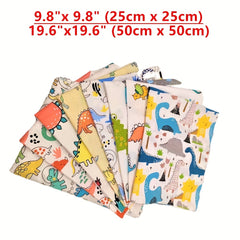 Dinosaur Series 8-Piece Cotton Twill Printed Fabric Hand Pieced