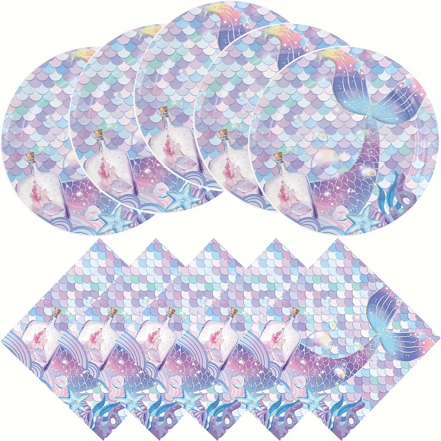 50pcs Ocean Theme Party Supplies Plates and Napkins Set for Birthday Party