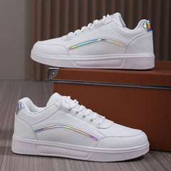 Women's Faux Leather Flat Heighten Skate Shoes Lace Up Sneakers
