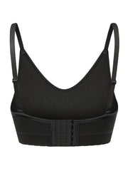 Plus Size Wireless Ribbed Sports Bra - Comfortable Breathable Bralette