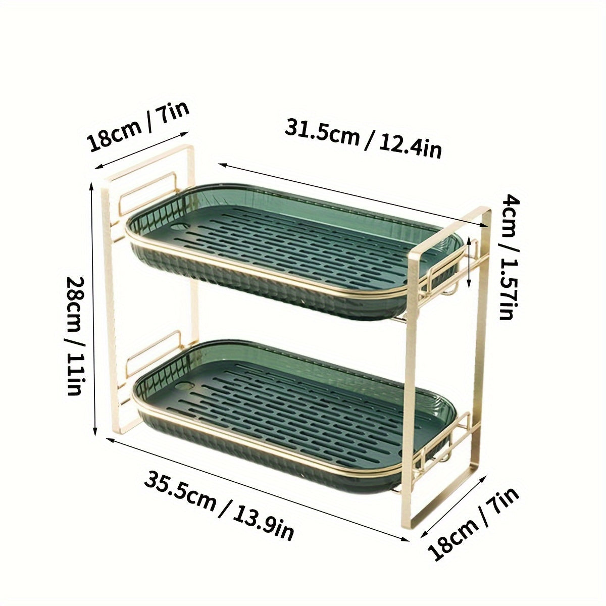 Plastic Double Layer Storage Rack for Kitchen Desktop Water Cup Food Seasoning