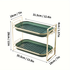 Plastic Double Layer Storage Rack for Kitchen Desktop Water Cup Food Seasoning