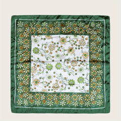 Flower Print Striped Bandana Classic Shawl Satin Square Scarf Neckerchief