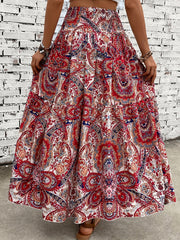 Paisley Print Shirred Waist Skirt for Women