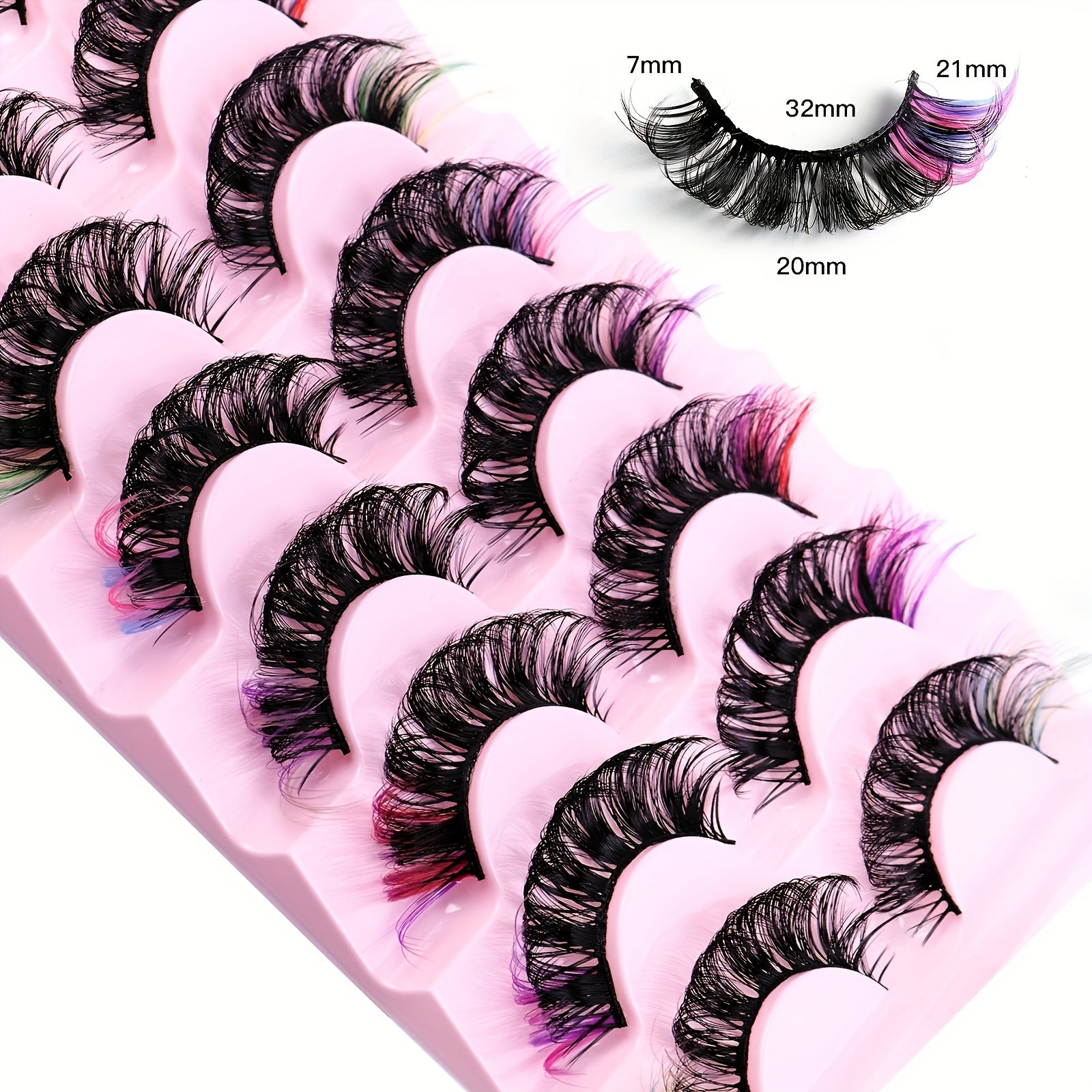 8 Pairs 6D Mink Colored D Curl Cat Eye Eyelashes for Halloween Party