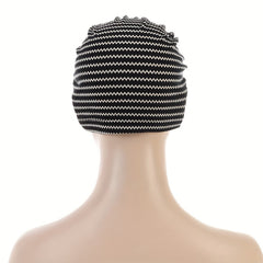 Front Knotted Turban Cap & Striped Head Wrap Hijab Hats Chemo Cap Ramadan Beanie