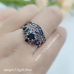 Unisex Gothic Moon Engagement Ring Set Anniversary Gift Jewelry