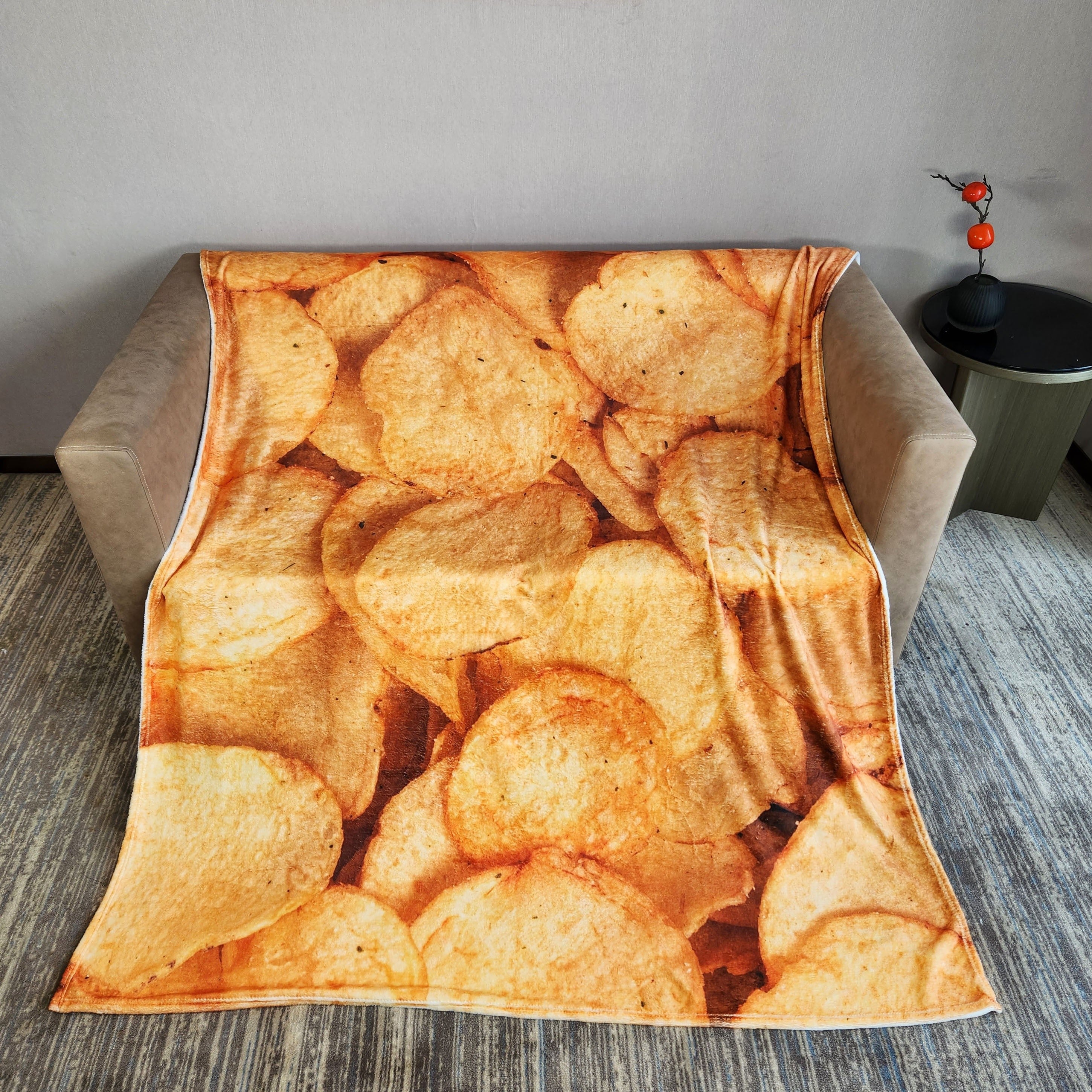 Potato Simulation Chip Blanket Flannel Casual Blanket for Outdoor Travel Camping